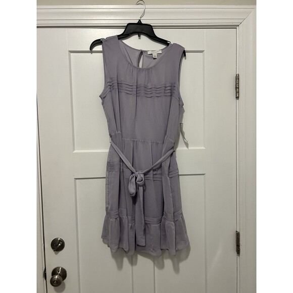 New Madison Grey Woman’s Chiffon  Ruffle Sleeveless Dress Knee Length Size Large - Picture 1 of 7